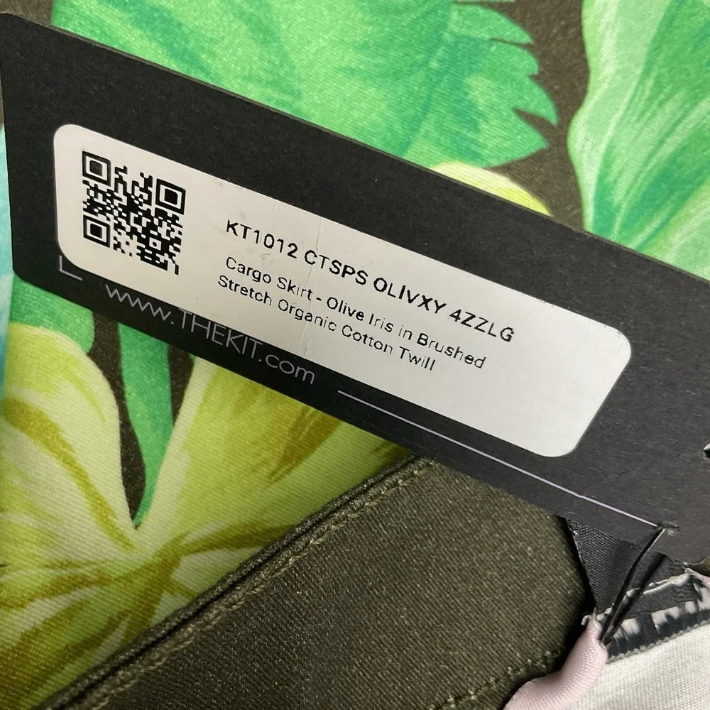 The Kit Cargo Skirt Floral‎ Beach Olive Iris Organic Cotton Twill NWT